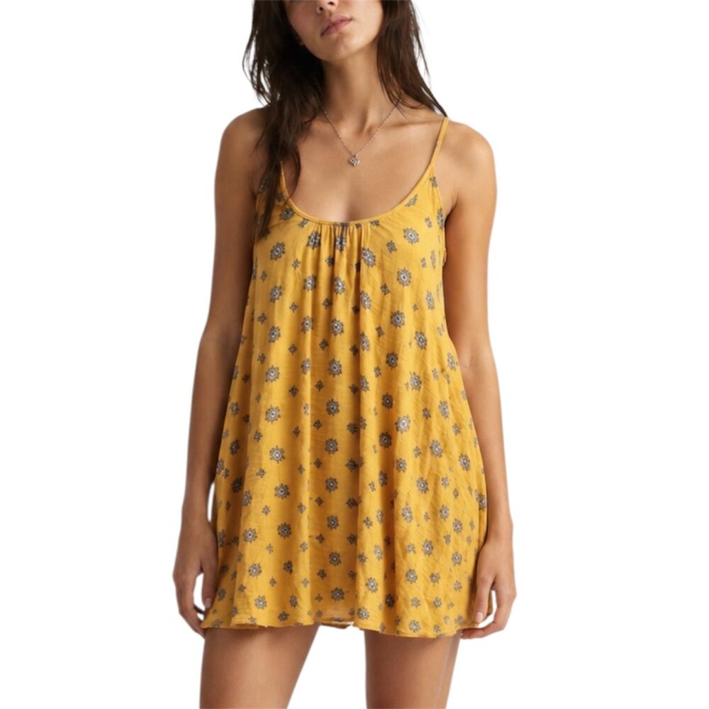 S-M Kimchi Blue UO Yellow Medallion Swing Mini Dress Boho Y2K
